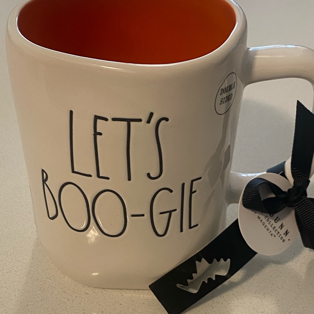 Rae Dunn Let’s Boo-gie double sided skeleton mug